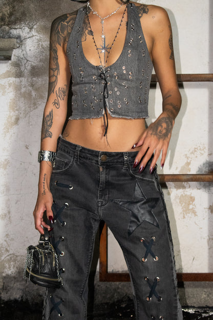 DENIM METAL TOP