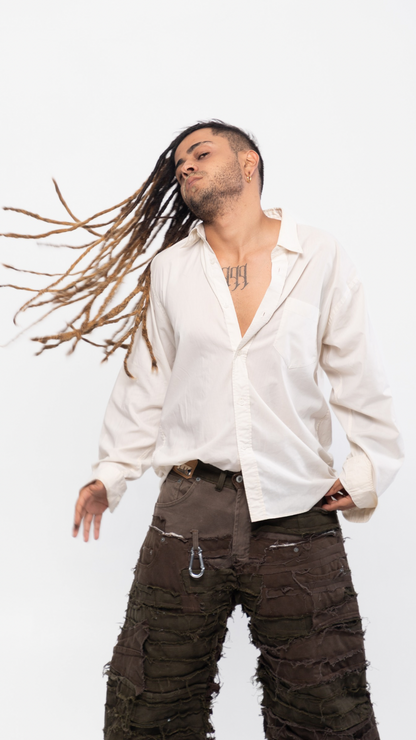 DESTROYED PANTS (BROWN)