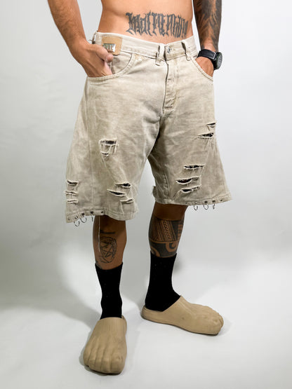 "DESTROYED" JORTS (beige)