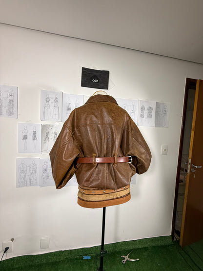 BELT JACKET (brown leather)