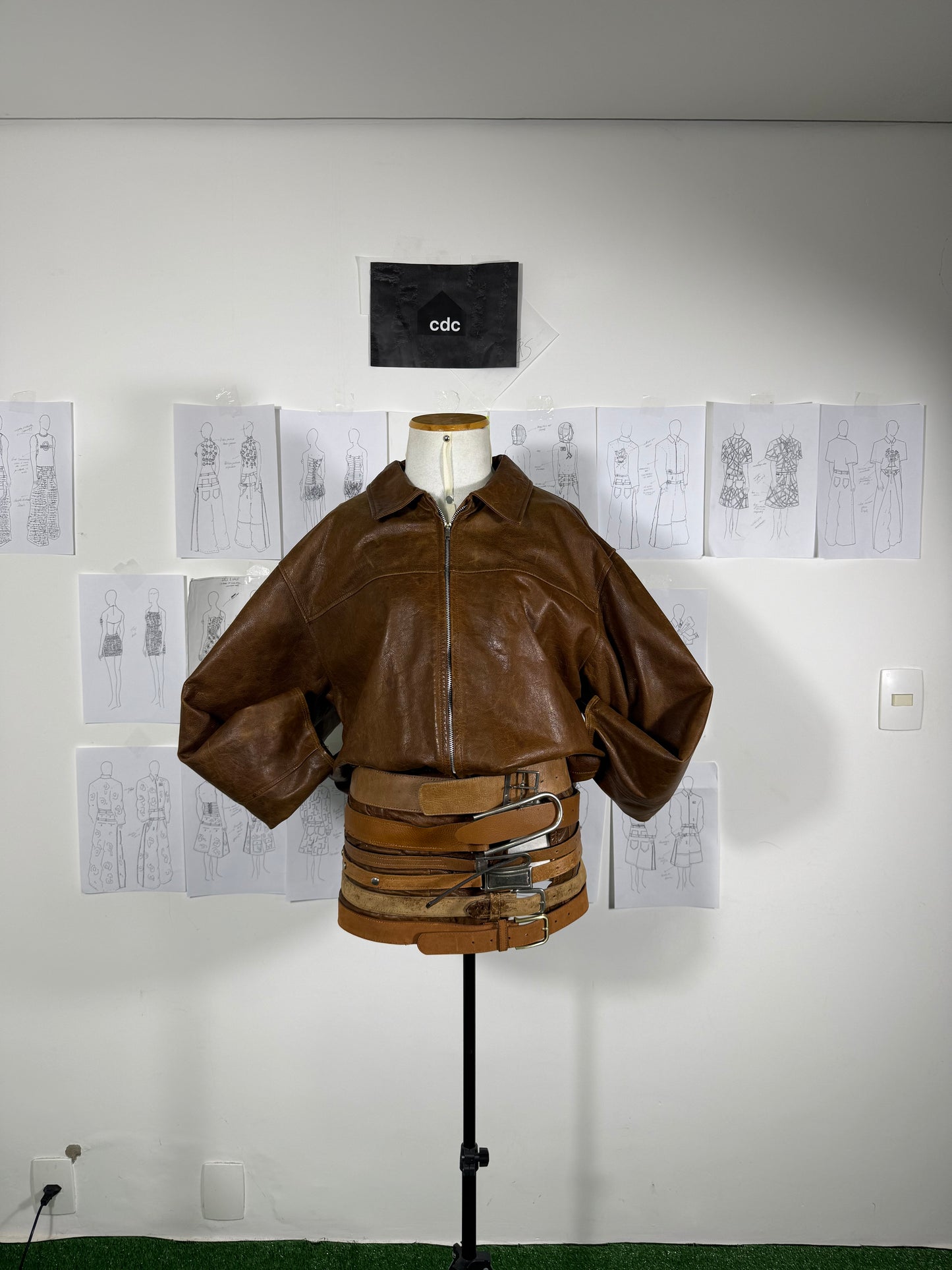 BELT JACKET (brown leather)