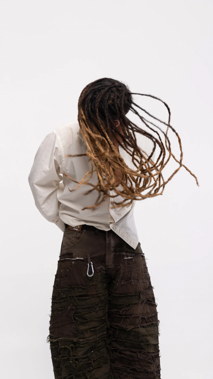 DESTROYED PANTS (BROWN)