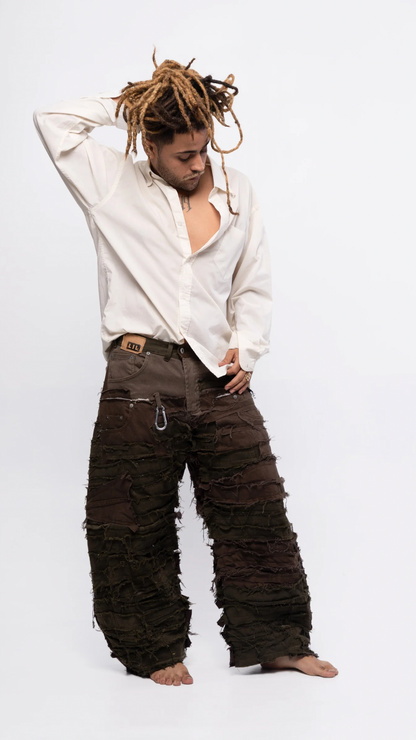 DESTROYED PANTS (BROWN)