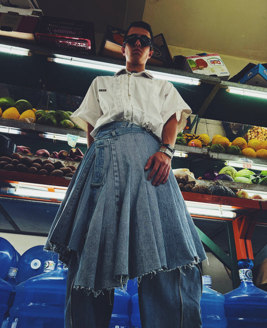 Denim assimetrical skirt