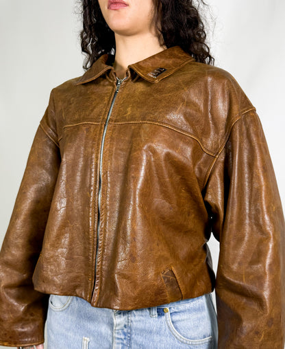 BELT JACKET (brown leather)