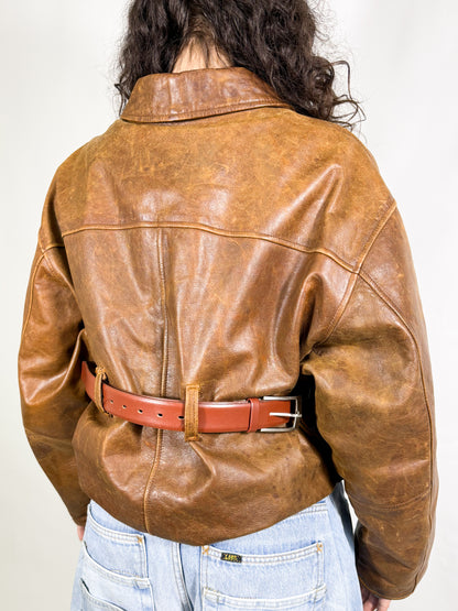 BELT JACKET (brown leather)