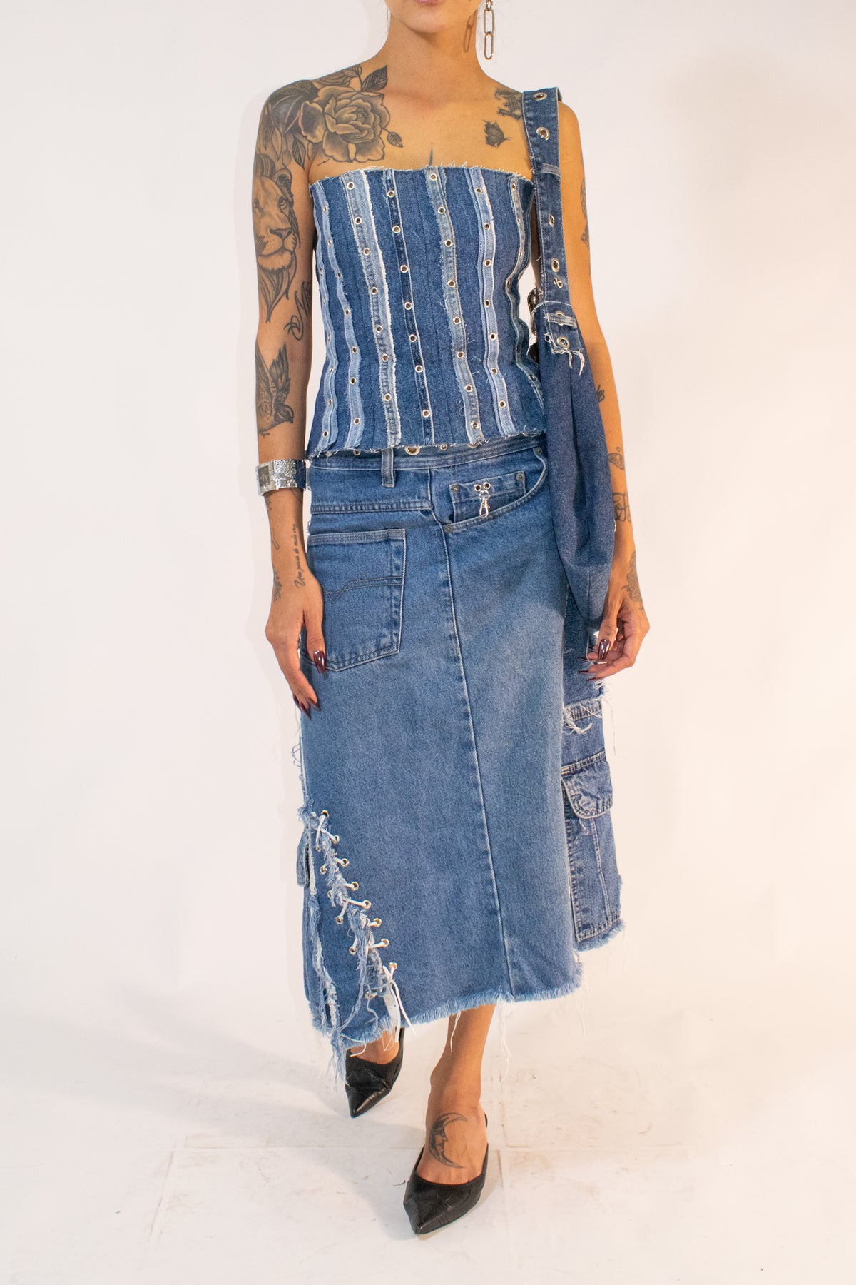 EYELET DENIM CORSET FT. CCL