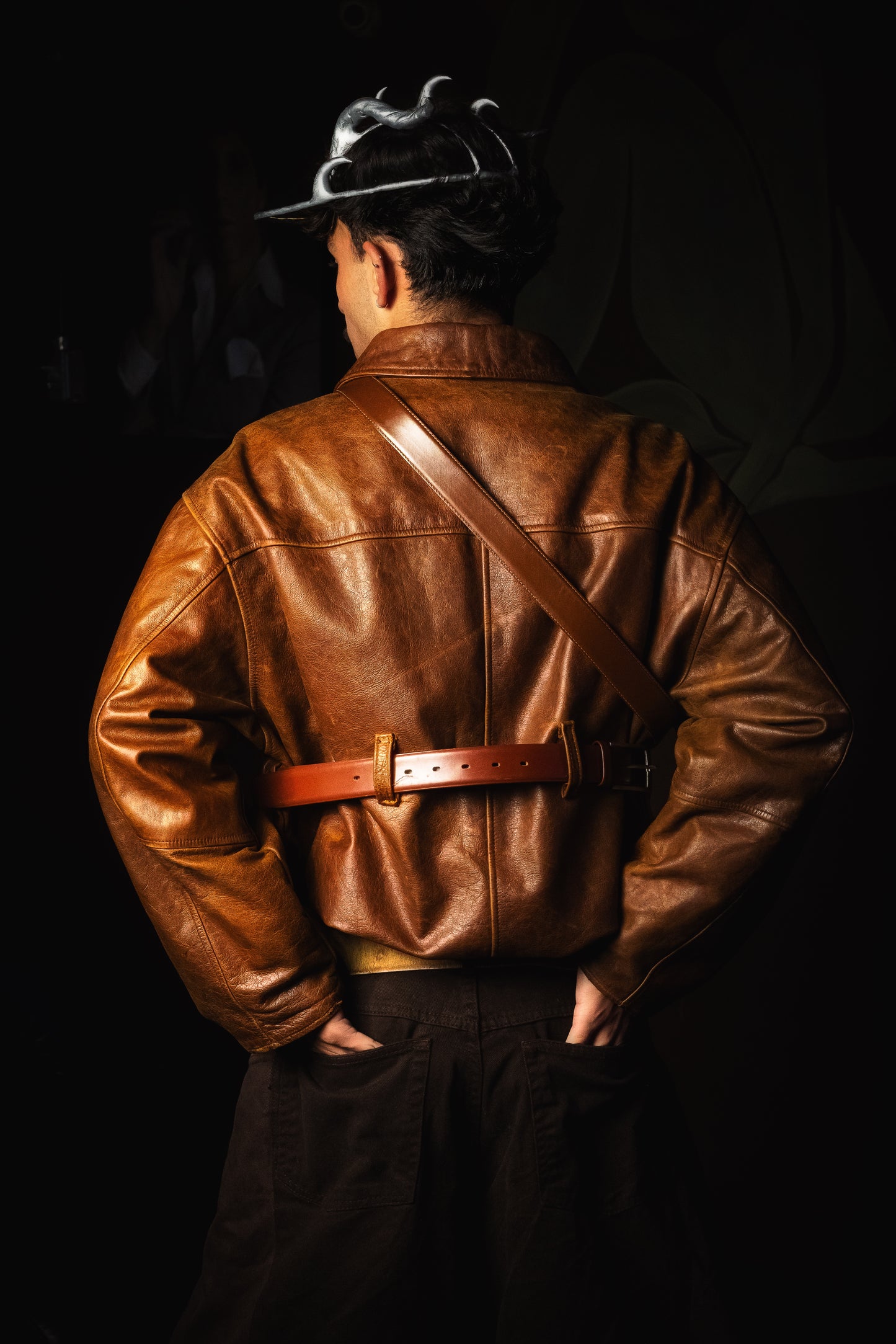 BELT JACKET (brown leather)