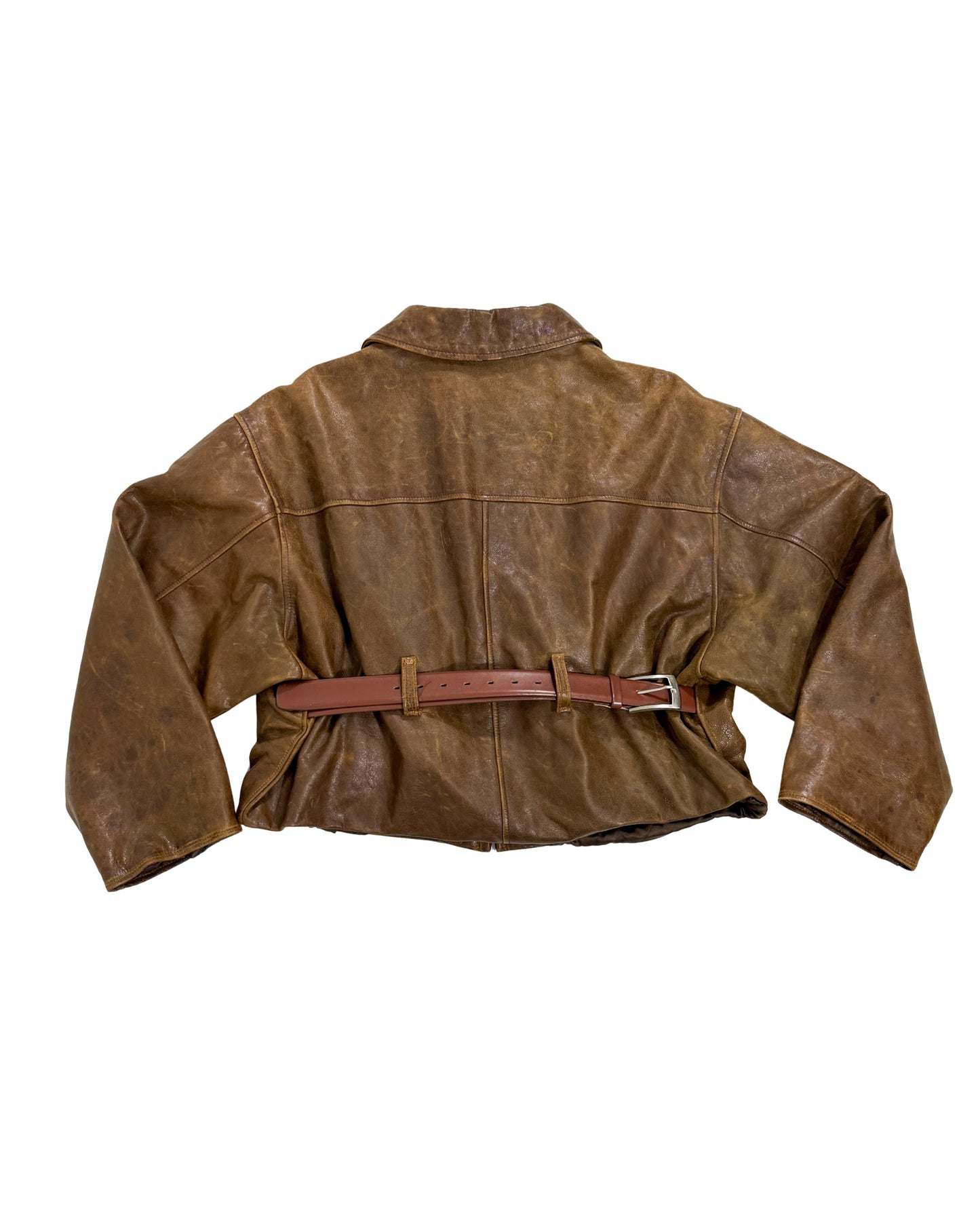 BELT JACKET (brown leather)