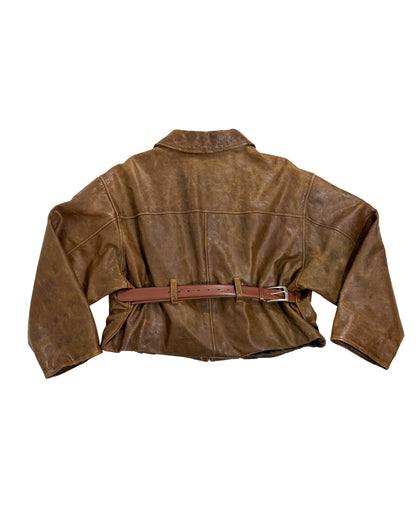 BELT JACKET (brown leather)