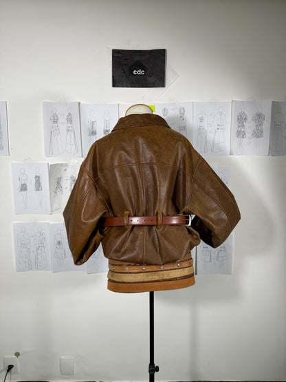BELT JACKET (brown leather)