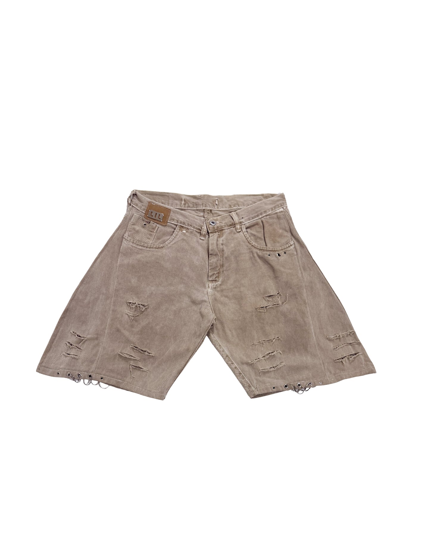 "DESTROYED" JORTS (beige)