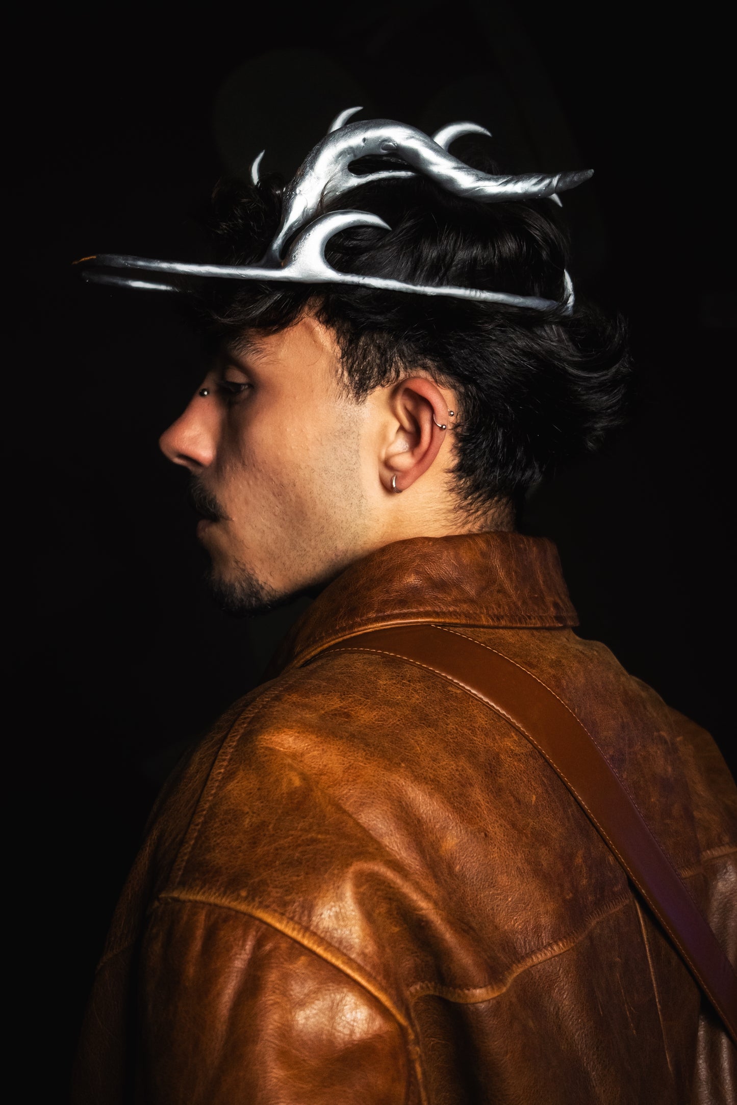 BELT JACKET (brown leather)