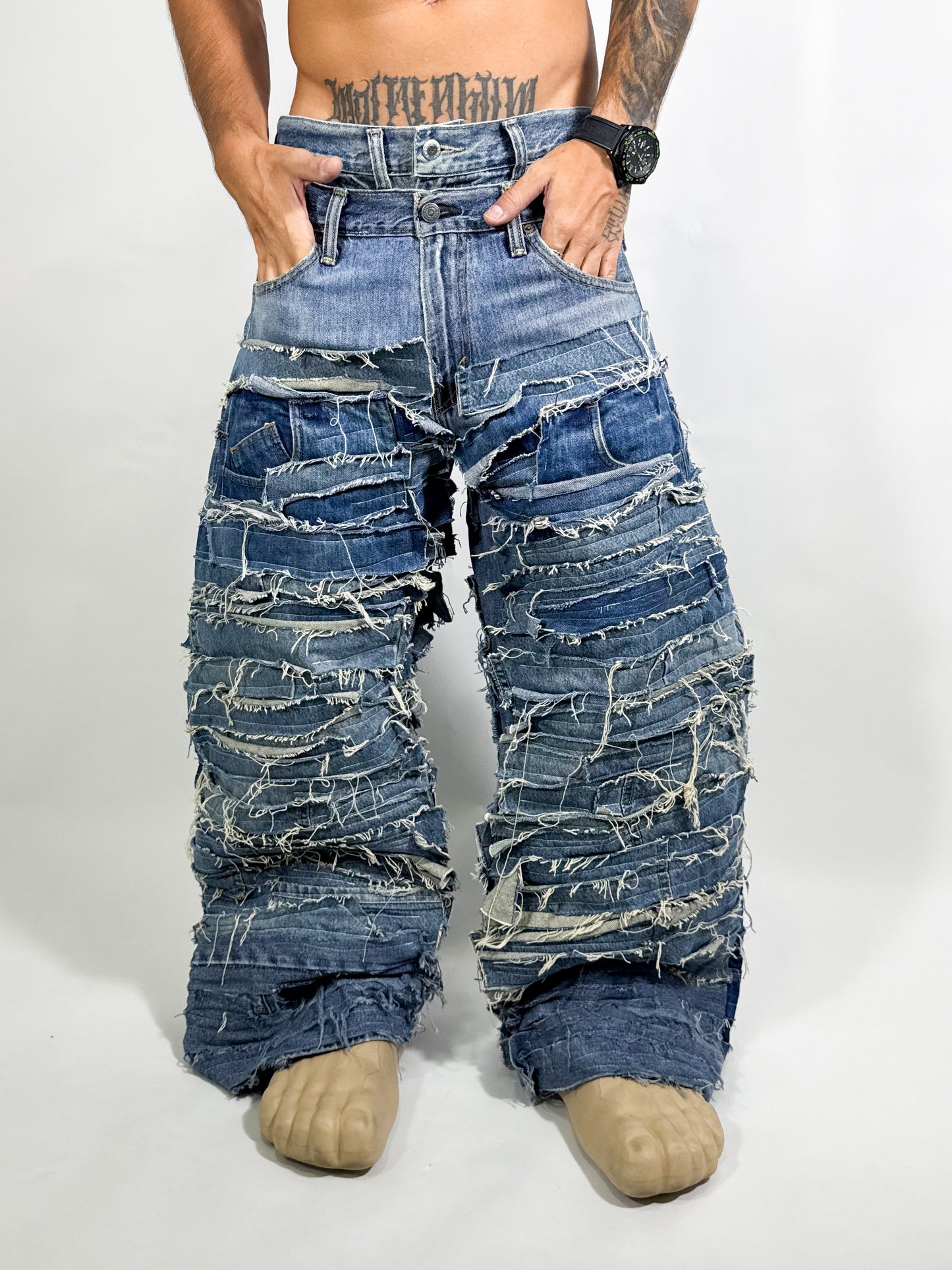 DOUBLE DESTROYED PANTS (Blue)