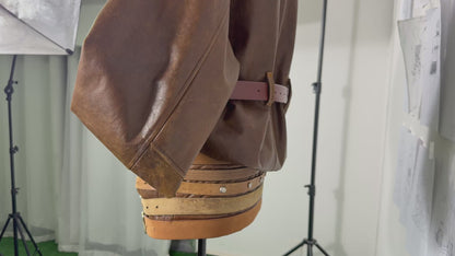 BELT JACKET (brown leather)